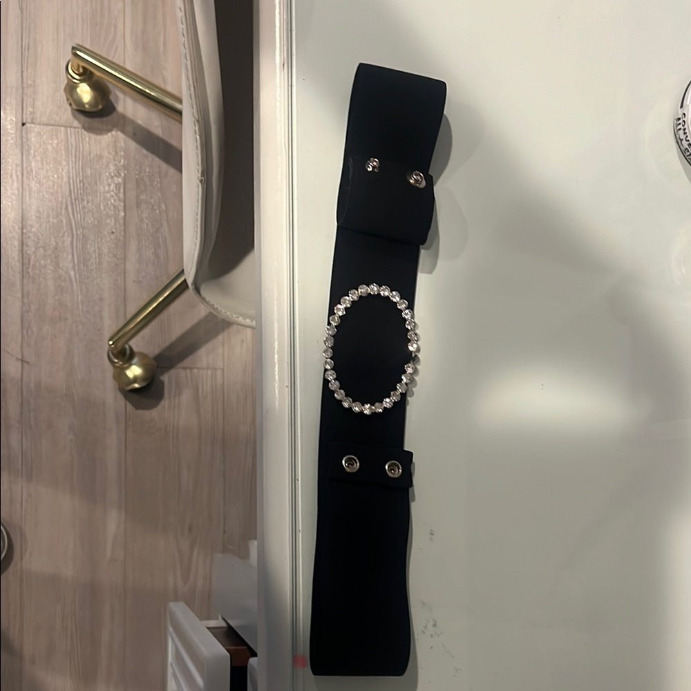 Elegant Black Belt with Silver Accents